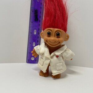 Vintage Russ Troll Doll Red Hair Doctor Nurse Outfit 5" Figure Toy China